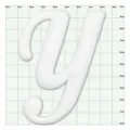 Maattabel van witte letter y bedel, accessoire voor strandtassen en DIY gaatjestassen. - 1101-25