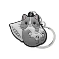 Schattige grijs kat kussen sleutelhanger cartoon PVC metalen ring tas hanger accessoire - Grijs en Witte Kat op Kussen