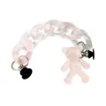 Pink acrylic chunky chain strap with cute bear pendant for clogs shoes, cups and bags decor. - Pink and White Chain Bear Style