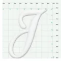 Maattabel voor witte letter charm DIY accessoire met afmetingen in cm en inch op raster. - 1101-09