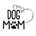 Schattige PVC zachtrubber hondenmoeder sleutelhanger met pootafdruk en metalen ring. - DOG MOM Poot