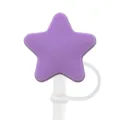 Paarse siliconen ster rietje hoes stofdop voor bekers, schattige rietje topper accessoire. - Paars