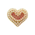 Heart shoe charm with white pearls and pink rhinestones for clogs and bags DIY accessory - Pearl Pink Rhinestone Heart Style