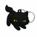 Schattige zwarte kat PVC sleutelhanger, zachte rubberen tassenhanger, geweldig cadeau accessoire. - Zwarte Kat