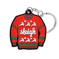 Lindo llavero PVC de suéter navideño reno bolsa colgante accesorio regalo fiesta - Suéter Sleigh Rojo (70100-03)