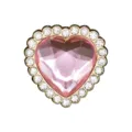 Pink heart rhinestone shoe charm metal crystal DIY buckle decorative accessory for clogs - Pink Rhinestone Heart Shoe Charm Style