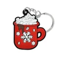 Navidad Taza Roja Llavero PVC Lindo Copo de Nieve Colgante Bolso Regalo Accesorio Ideal - Taza Malvavisco (70100-04)
