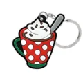 Llavero PVC taza chocolate caliente Navidad bonito colgante bolso puntos rojos regalo - Taza Roja (70100-05)