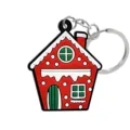 Navidad casa de jengibre llavero PVC lindo colgante festivo anillo de metal regalo - Casa de Jengibre (70100-07)