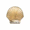 Metal shell shoe charm with sparkling rhinestones, DIY decorative buckle for garden shoes. - Pavé Shell Heart
