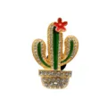 Colgante de zapato de cactus de metal con diamantes de imitación brillantes y esmalte de color. - Cactus / Verde