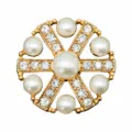 Metal pearl rhinestone clog charm chic shoe decoration for garden shoes beach bags. - Cross Pearl Rhinestone
