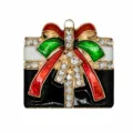 Breloque de chaussure boîte cadeau de Noël métal strass brillant accessoire sabot - Boîte Cadeau de Noël