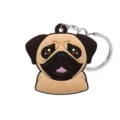 Lindo llavero de pug PVC dibujos animados perro colgante bolsa encanto anillo metal regalo - HYB7054-13 (Pug)
