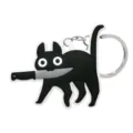 Schattige zwarte kat sleutelhanger met mes, grappige meme keyring voor rugzak en autosleutels. - HYB7054-28 (Zwarte Kat)