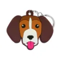 Schattige hondenhoofd sleutelhanger van rubber puppy rugzak hanger geweldig leuk cadeautje - HYB7054-36 (Puppy met Tong Uit)