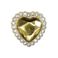 Pendentif de chaussure strass cœur doré cristal accessoire DIY pour sacs et tasses - 907-69 / Jaune