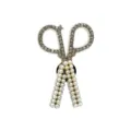 Metal scissor shoe charm with rhinestones and pearls for clogs DIY decorative buckle accessory - Scissors Rhinestone
