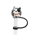 Cute French bulldog silicone straw cover dust plug for reusable drink cups and parties - 8mm Straw Cap / 1792-02 (Straw Not Included)