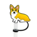 Cute Corgi silicone straw cover and topper dust plug for reusable straws party drink decor - 1792-04 (Without Straw)