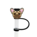 French bulldog silicone straw cover cute animal dust cap for drink cup accessories - 1792-01 (Straw Not Included)