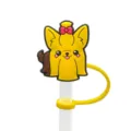 Cute cartoon dog silicone straw cover dust proof topper reusable straw cap for drinks - 1792-09 (Without Straw)