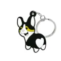 Leuke zwart witte corgi sleutelhanger met hart bil pvc rubber metalen ring cadeau - HYB7054-21 (Zwart-Witte Corgi)