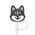 Silicone Husky Straw Cover Cartoon Cute Dog Dust Plug Reusable Straw Topper Accessory - 1792-12 (Without Straw)