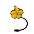 Hawaiian yellow hibiscus silicone straw cover, cute floral thermos cup dust-proof cap. - 8mm / Yellow Hibiscus