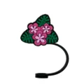 Silicone straw cover with tropical pink plumeria flowers and green leaves for Stanley cup. - 8mm / Pink Tropical Flower