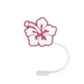 Cute pink white hibiscus flower silicone straw cover for tumbler dust proof reusable straw topper - 8mm / Pink and White Hibiscus