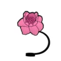 Pink flower silicone straw cover dust proof topper for Stanley tumbler cup accessory - 8mm / Pink Flower
