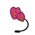 Silicone straw cover pink anthurium flower dust-proof cap for Stanley tumbler cup accessory - 8mm / Pink Anthurium