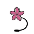 Cute pink flower silicone straw cover cap tumbler accessory for daily outdoor travel use - 8mm / Pink and White Flower