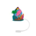 Hawaiian flamingo silicone straw cover, cute cartoon dust-proof topper for Stanley cup. - 8mm / Flamingo
