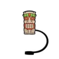 Hawaiian Tiki silicone straw topper for Stanley cup, cute dustproof straw cover accessories. - 8mm / Tiki Totem