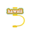 Hawaiian style silicone straw cover cute straw topper dustproof cap for Stanley tumbler cup accessory - 8mm / Yellow HAWAII