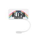 Silicone straw cover with Hawaii Aloha rainbow design cute reusable straw topper - 8mm / Sign HAWAII