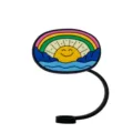Cartoon silicone straw cover with a cute rainbow and sun design for Stanley tumblers. - 8mm / Rainbow Smile Sun