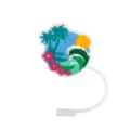 Hawaiian beach silicone straw topper for Stanley cup cute summer tropical dustproof straw cover - 8mm / Beach Pattern