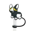 Cute black and white corgi silicone straw cover variant dust plug for creative party drinks. - 1792-18 (Without Straw)