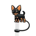 Cute black puppy silicone straw cover and dust plug for creative daily drinkware accessories - 1792-19 (Without Straw)