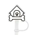 Cute dog house silicone straw cover and dust plug for daily use and party decoration. - 1792-21 (Without Straw)