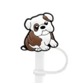 Cute cartoon bulldog silicone straw cover cap and dust plug for daily drinking party decor - 1792-22 (Without Straw)