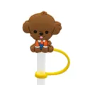 Cute brown dog silicone straw cover, creative dust plug and decorative straw topper for drinks. - 1792-23 (Straw Not Included)