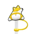 Cute silicone straw cover with a funny cartoon corgi dog design dust plug for daily use. - 1792-24 (Straw Not Included)