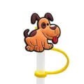 Cute cartoon dog silicone straw cover and topper, creative dust plug for daily party use. - 1792-25 (Straw Not Included)