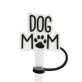 Cute dog mom silicone straw topper cover dust plug reusable straw decoration accessories - 1792-27 (Without Straw)