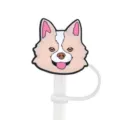 Cute silicone dog straw cover, dust-proof straw topper for tumbler cups and parties. - 1792-30 (Without Straw)