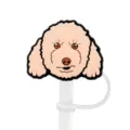 Cute Poodle Silicone Straw Topper Dust Cover Beige Dog Drinking Straw Cap Variant - 1792-33 (Straw Not Included)